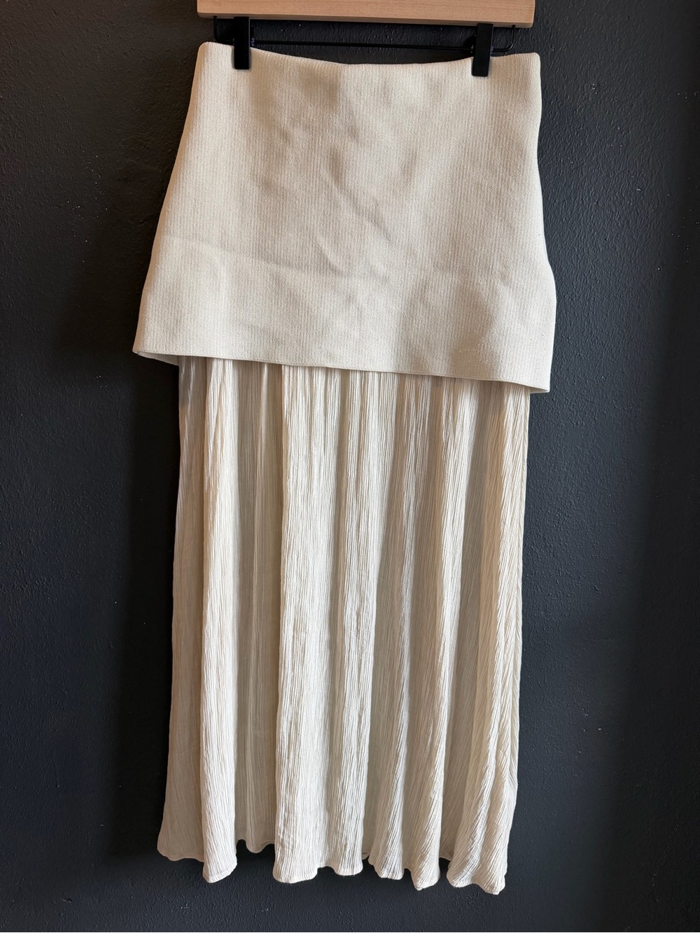 Zara Cream Layered Pleated Maxi Skirt